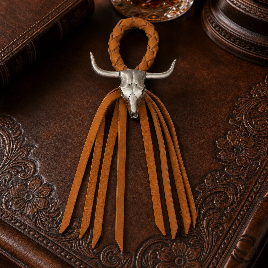 Long Horn Skull Leather Napkin Ring 2