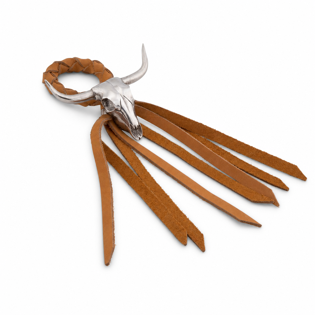 Long Horn Skull Leather Napkin Ring 8
