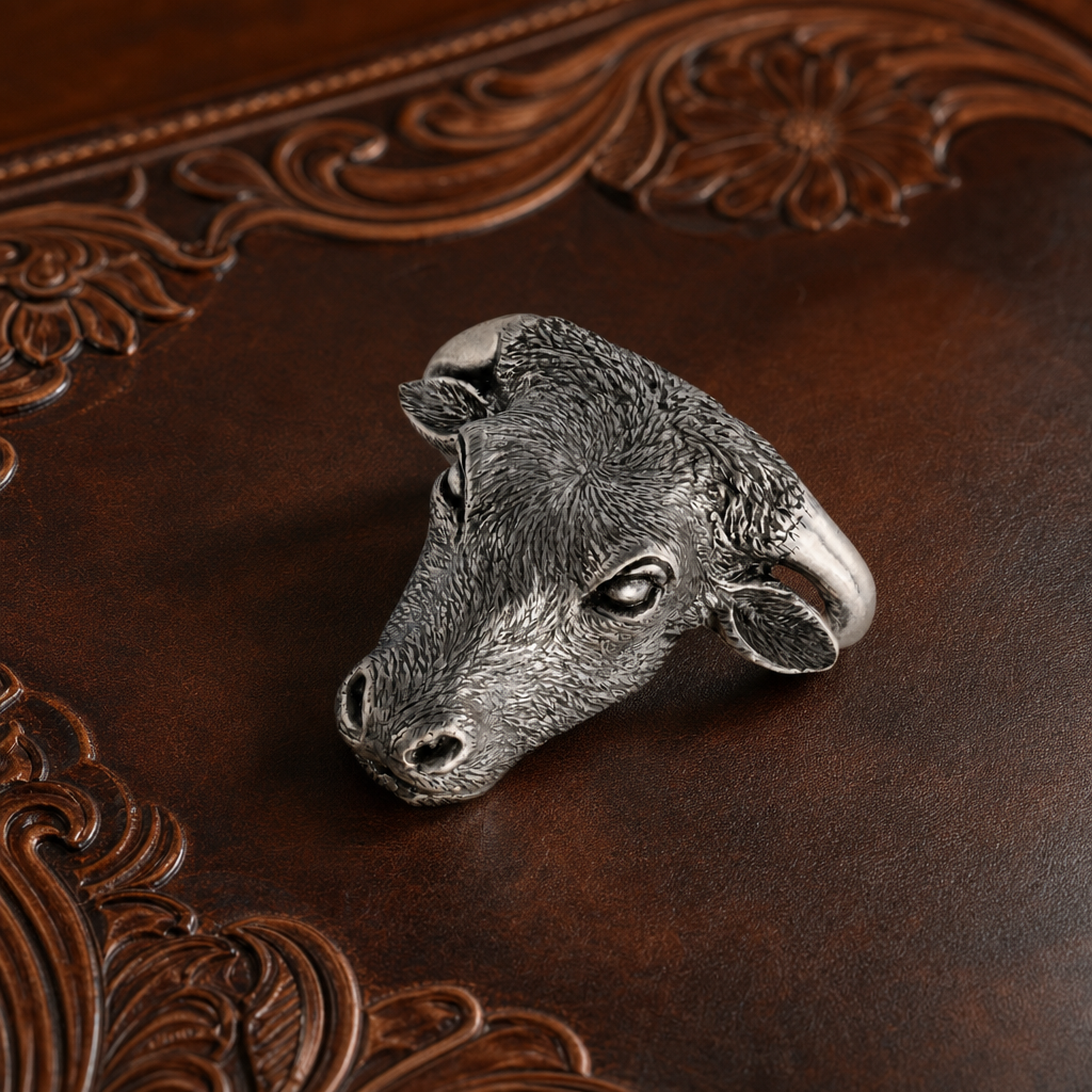Pewter Steer Head Napkin Ring 3