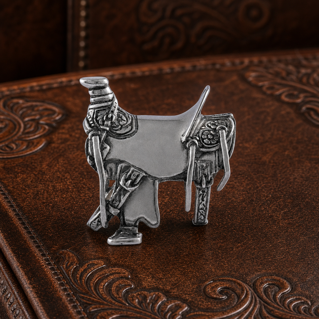 Pewter Cowboy Saddle Napkin Ring 1