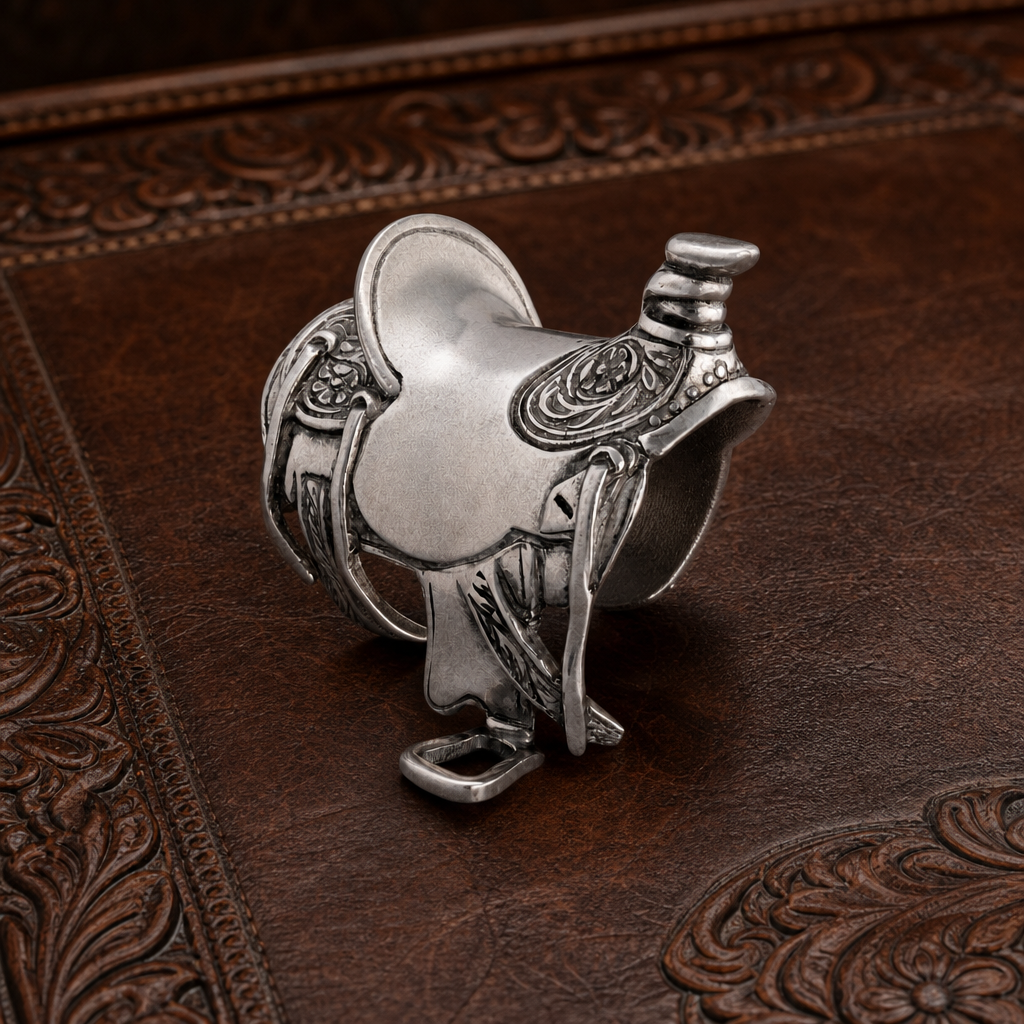 Pewter Cowboy Saddle Napkin Ring 3