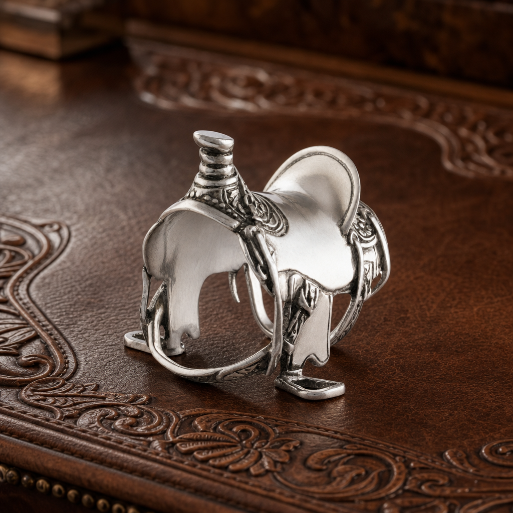 Pewter Cowboy Saddle Napkin Ring 4