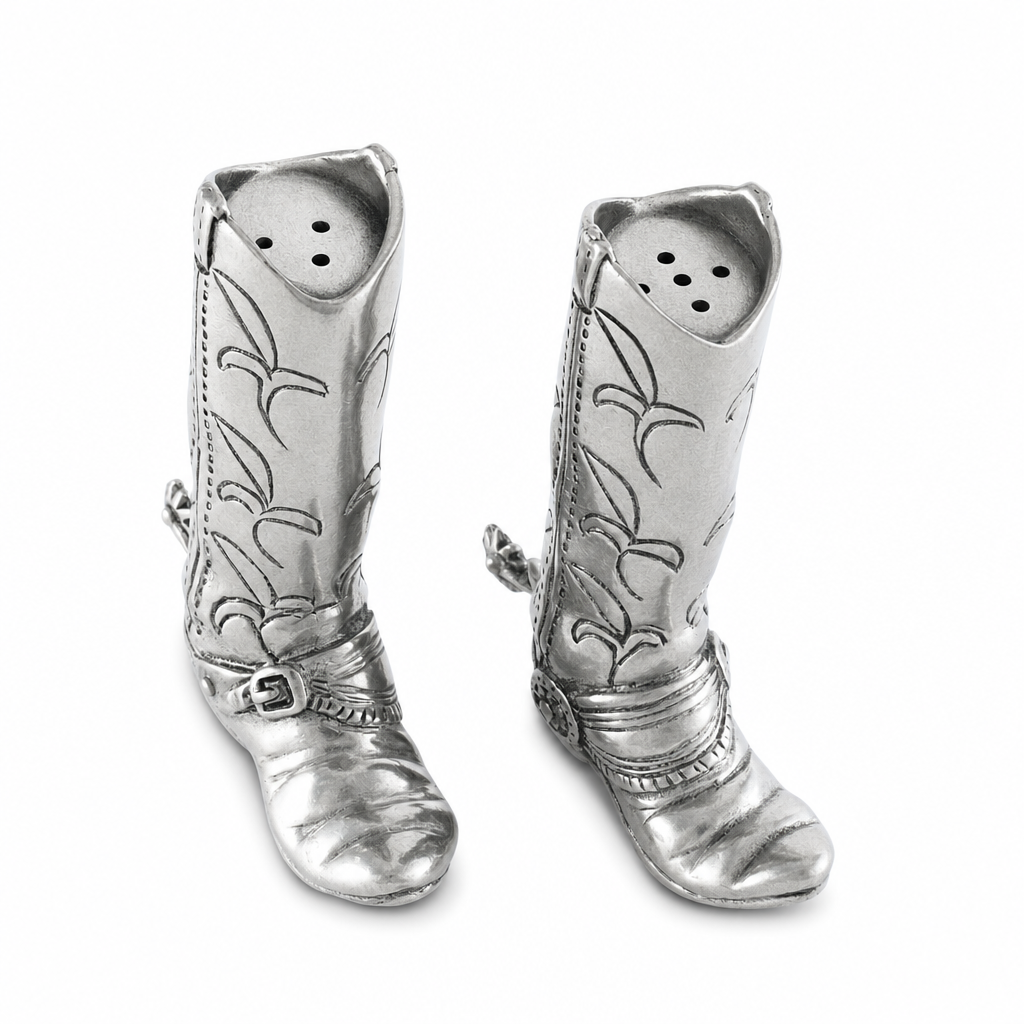 Pewter Cowboy Boot Salt & Pepper Set 11