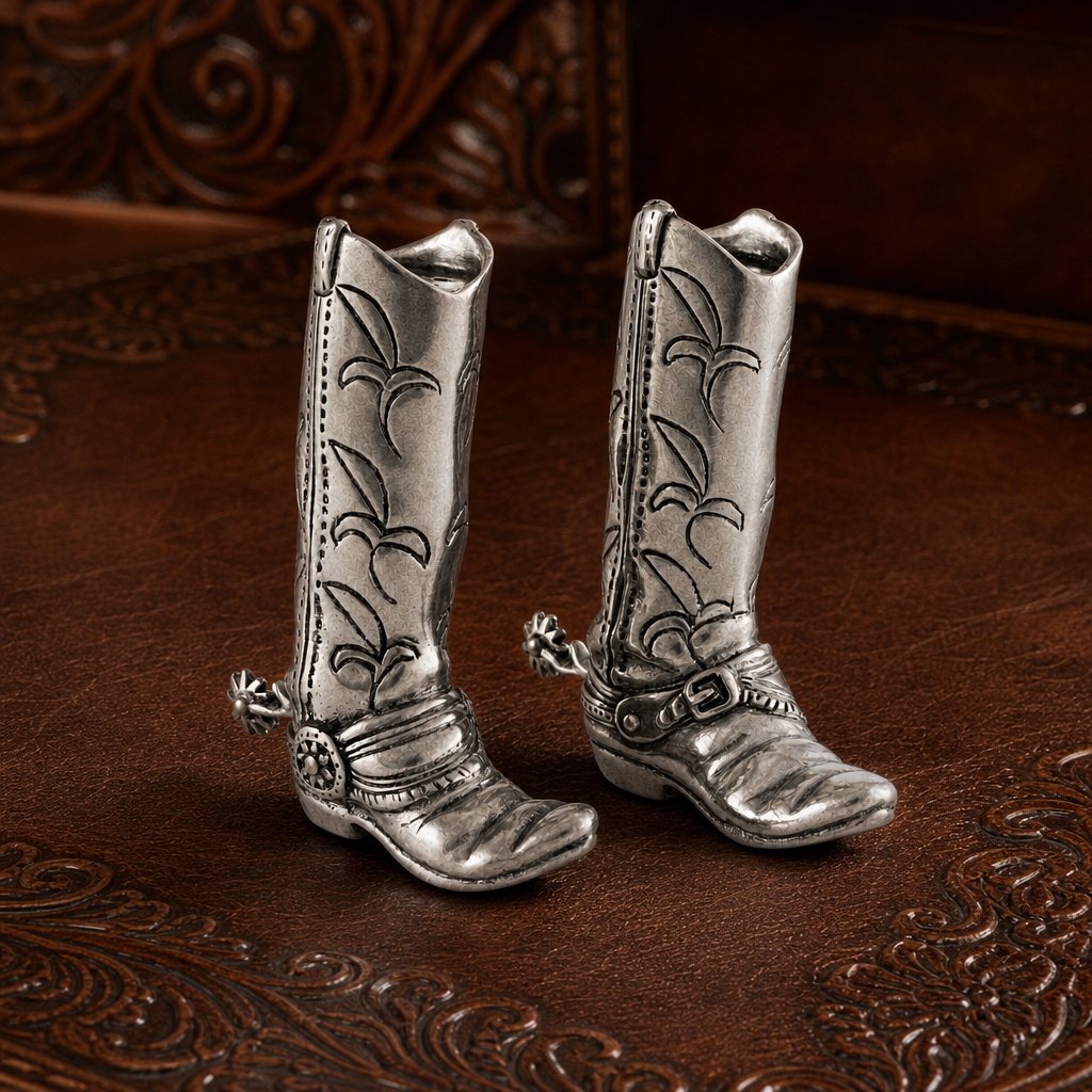 Pewter Cowboy Boot Salt & Pepper Set 1