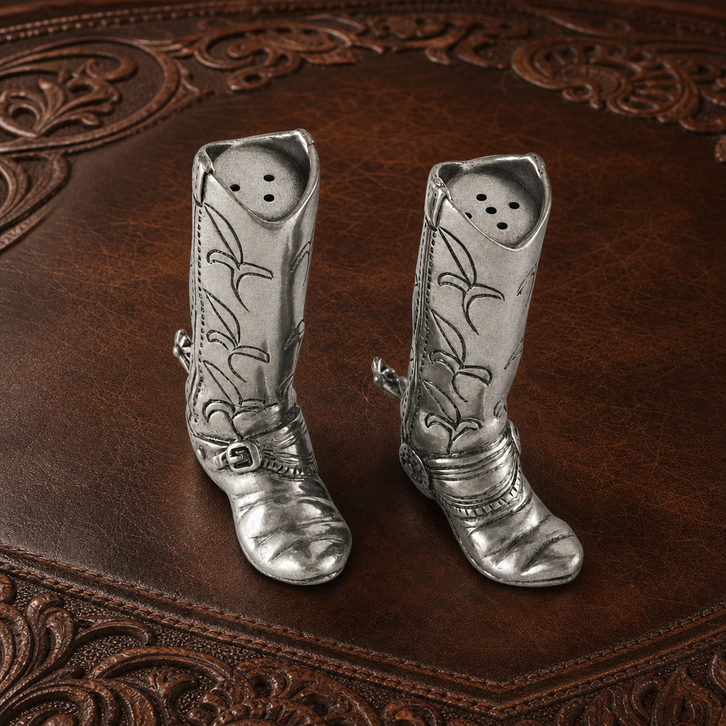 Pewter Cowboy Boot Salt & Pepper Set 3