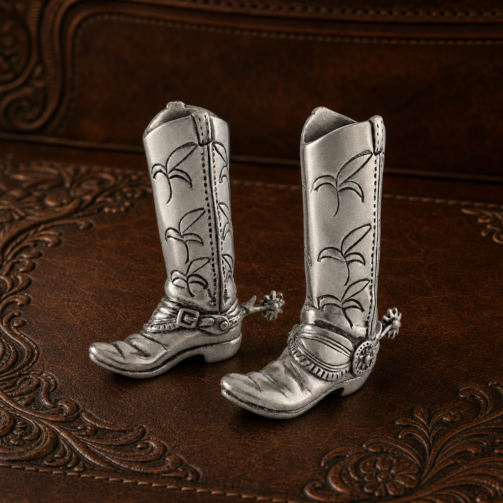 Pewter Cowboy Boot Salt & Pepper Set 4