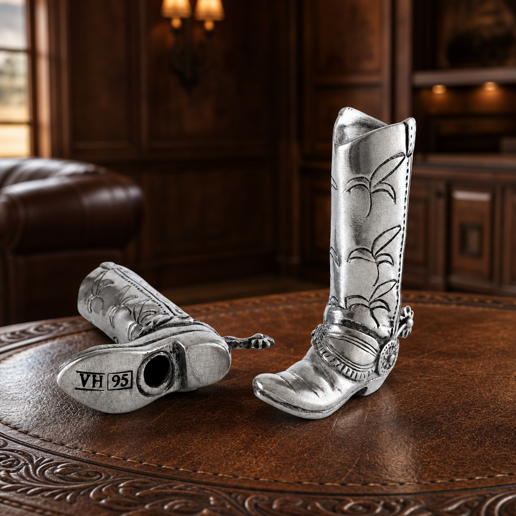 Pewter Cowboy Boot Salt & Pepper Set 9