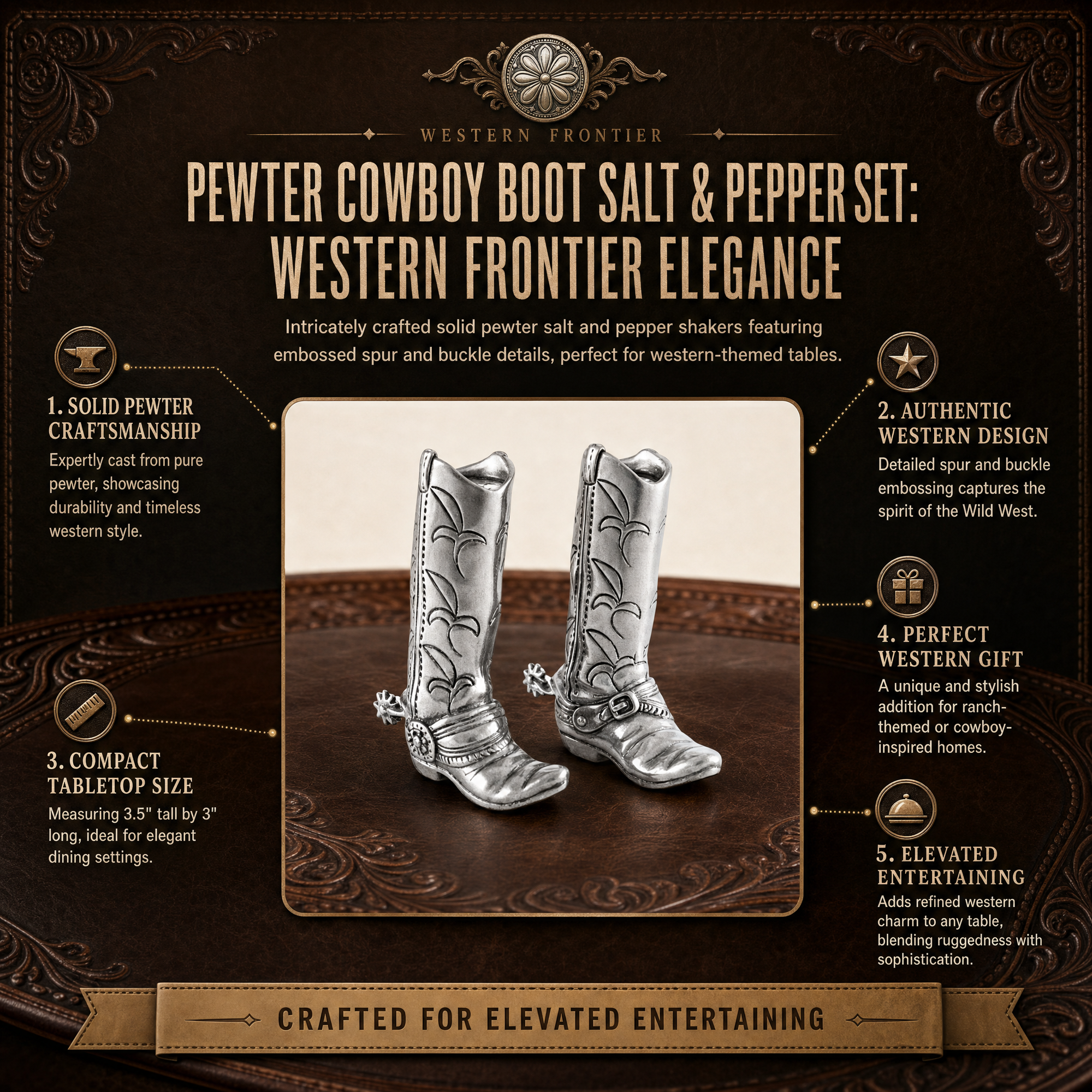 Vagabond House Pewter Cowboy Boot Salt & Pepper Set