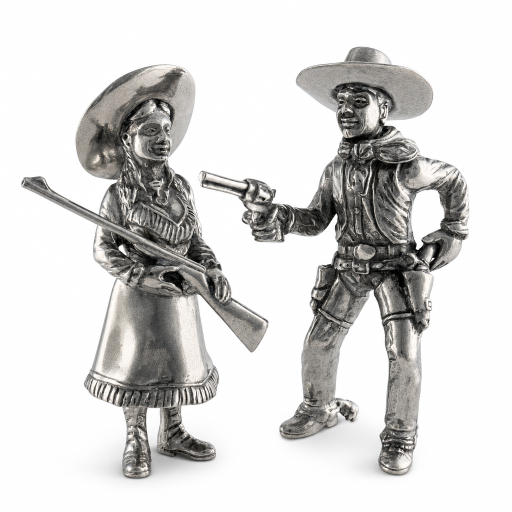 Pewter Cowpoke Couple Salt &amp; Pepper Set 1