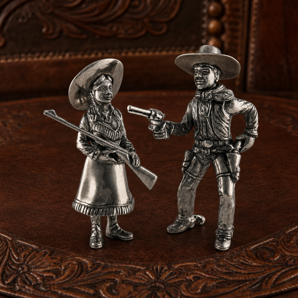 Pewter Cowpoke Couple Salt & Pepper Set 2