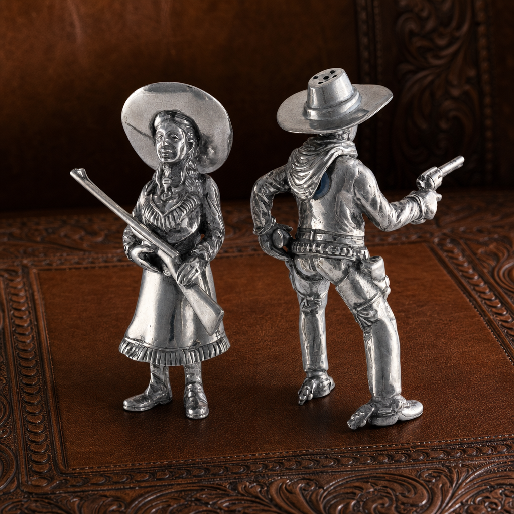 Pewter Cowpoke Couple Salt & Pepper Set 5