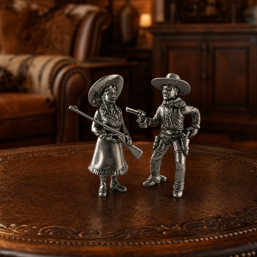Pewter Cowpoke Couple Salt & Pepper Set 6