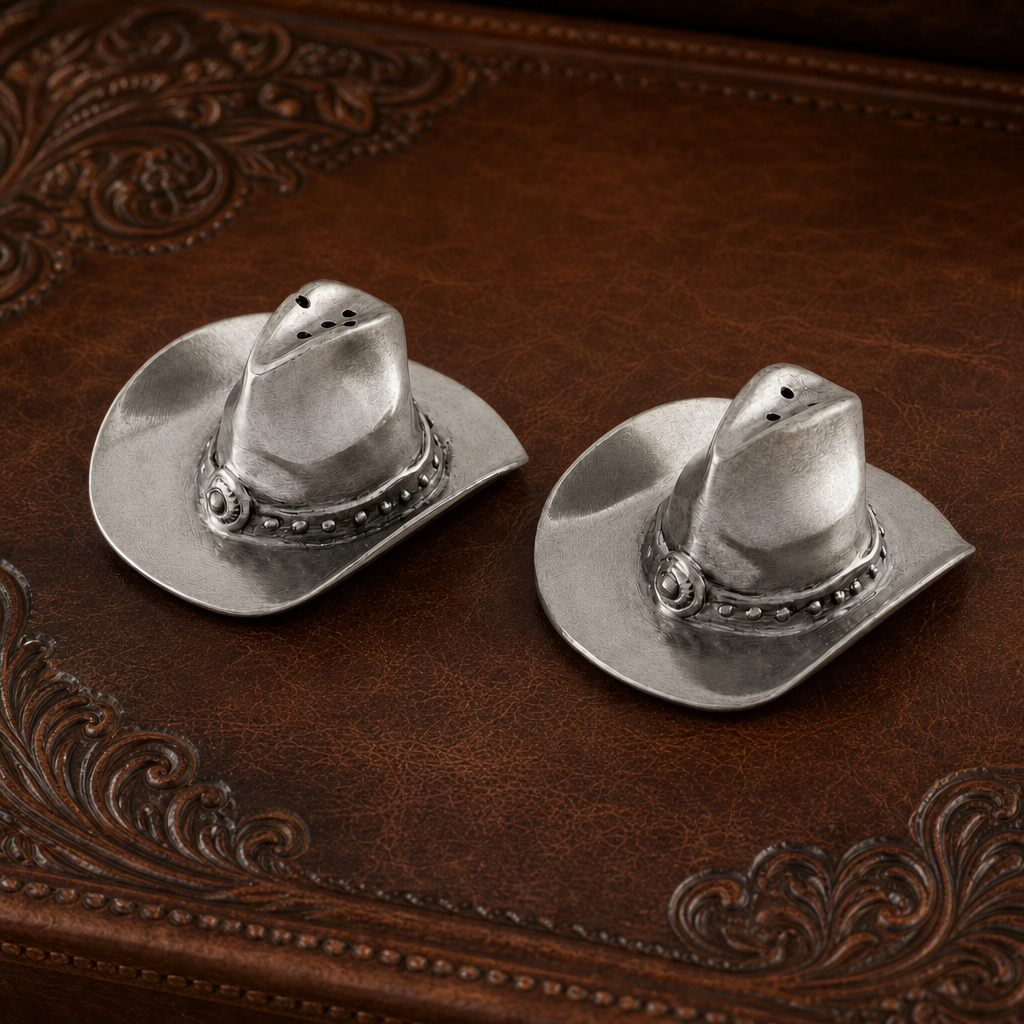 Pewter Cowboy Hat Salt & Pepper Set 3
