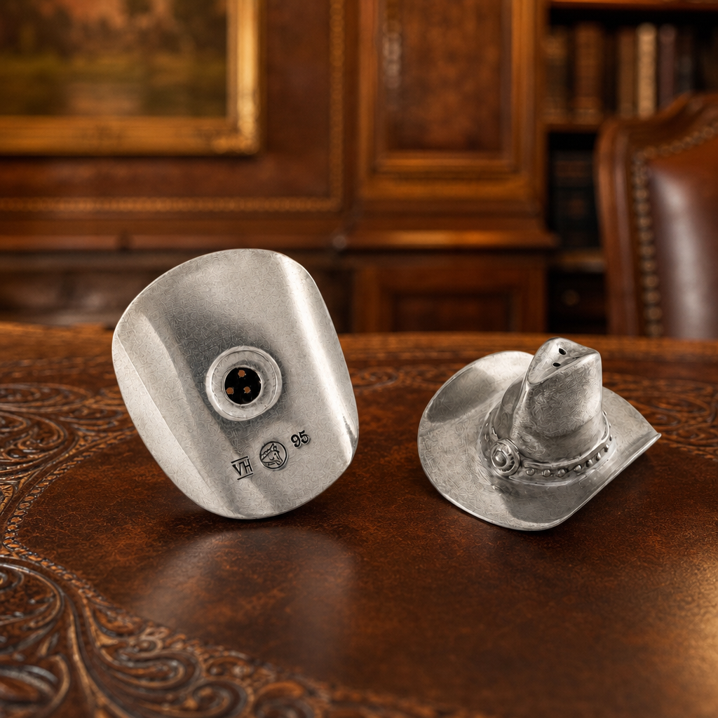 Pewter Cowboy Hat Salt & Pepper Set 7