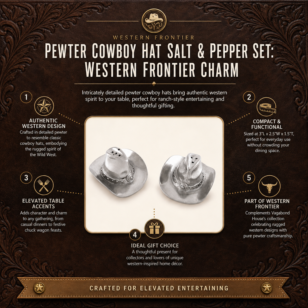 Pewter Cowboy Hat Salt & Pepper Set 1