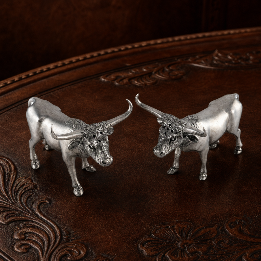 Pewter Steers Salt & Pepper Set 3