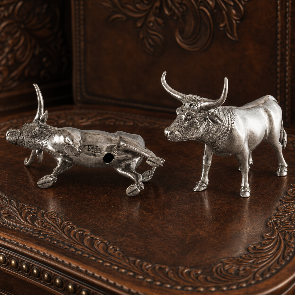 Pewter Steers Salt & Pepper Set 4