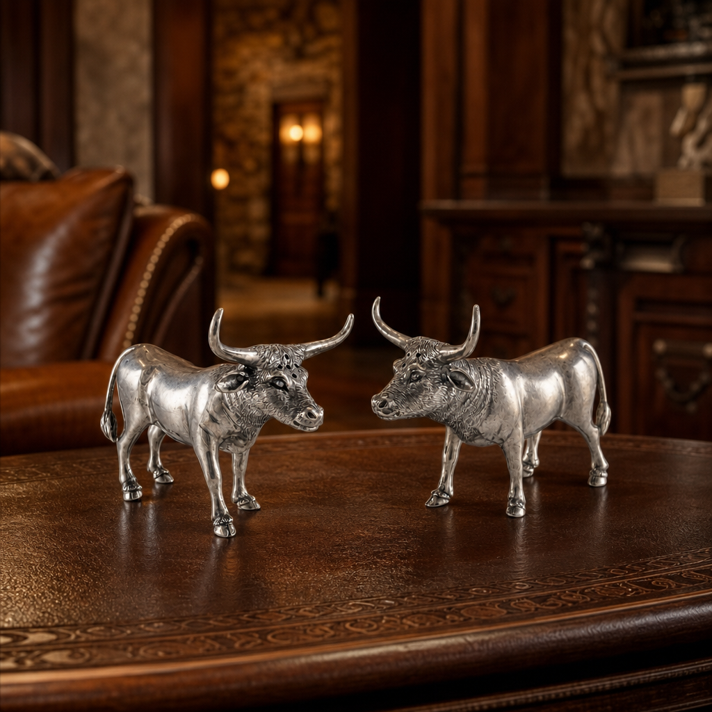 Pewter Steers Salt & Pepper Set 5