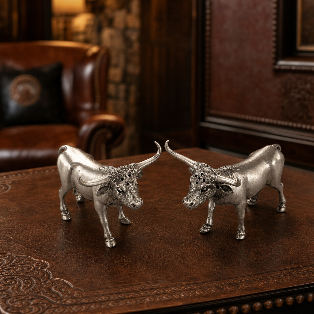 Pewter Steers Salt & Pepper Set 6