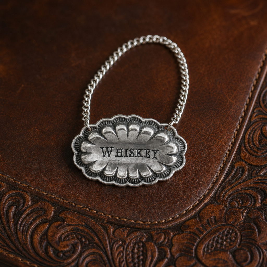 Pewter Western Decanter Tags 3