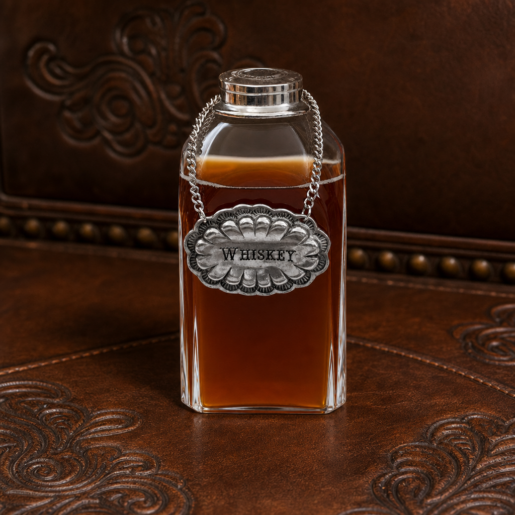 Pewter Western Decanter Tags 4