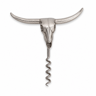 Pewter Cow Skull Wine Pull