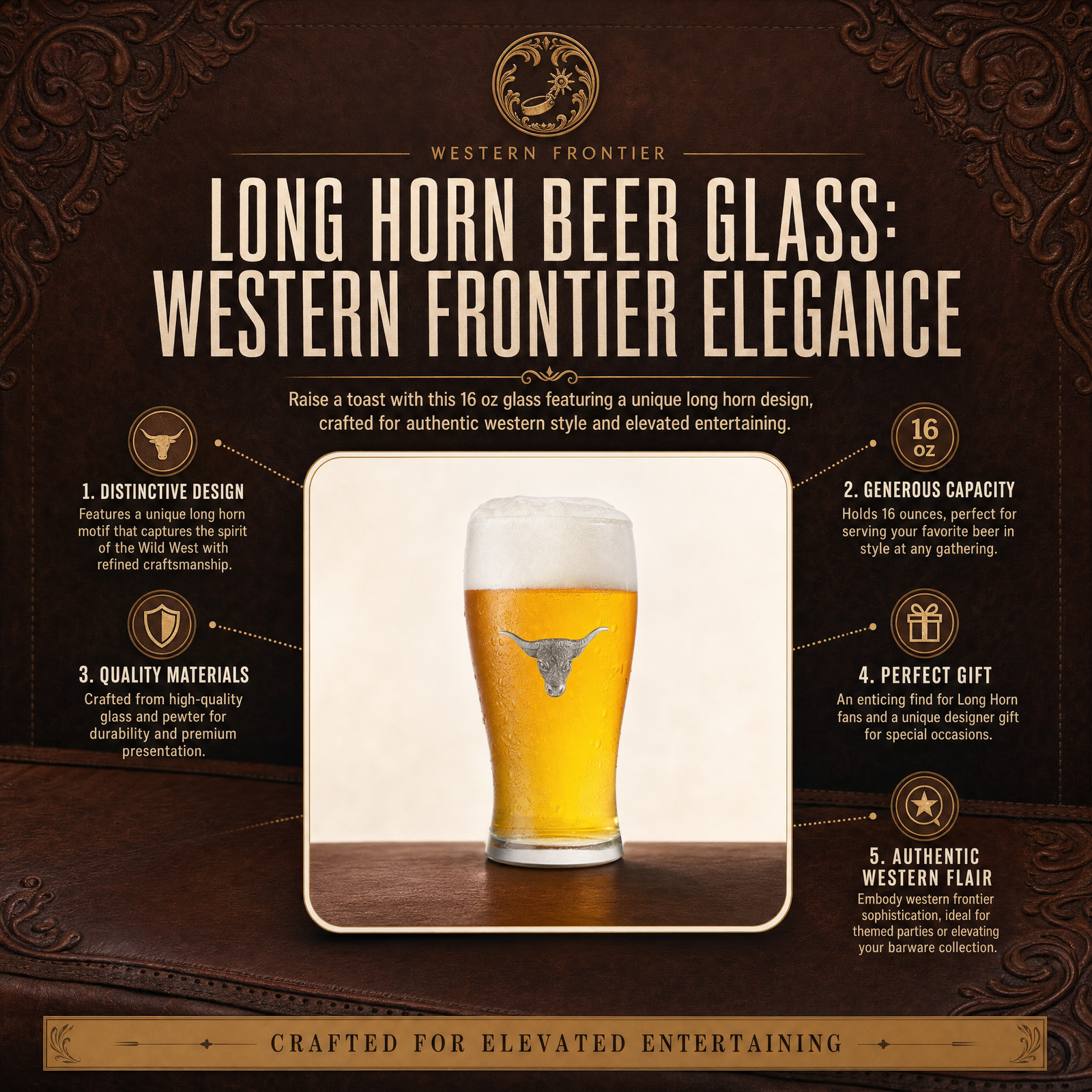 Long  Horn Beer Glass 11