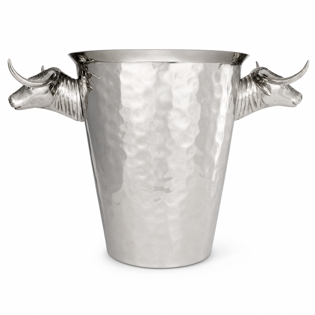 Steel Ice Bucket with Long Horn Steer Handles 10