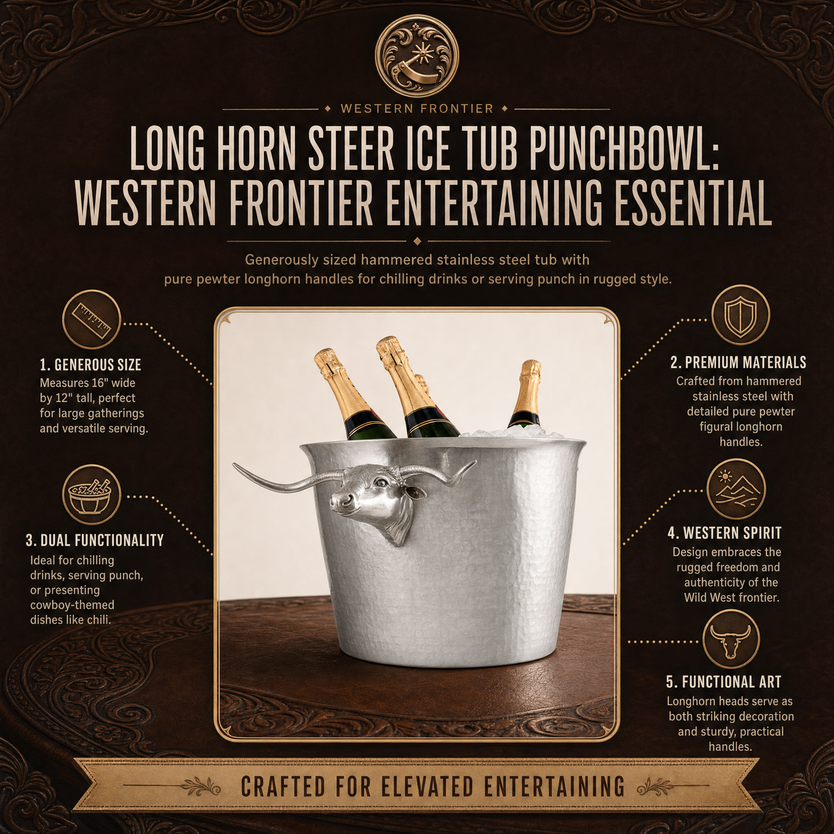 Long Horn Steer Ice Tub Punchbowl 11