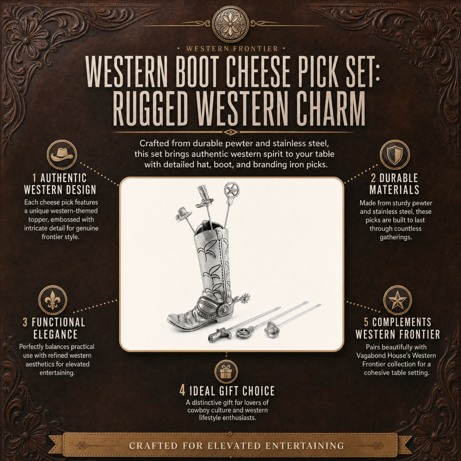 Western Boot Cheese Pick Set 12