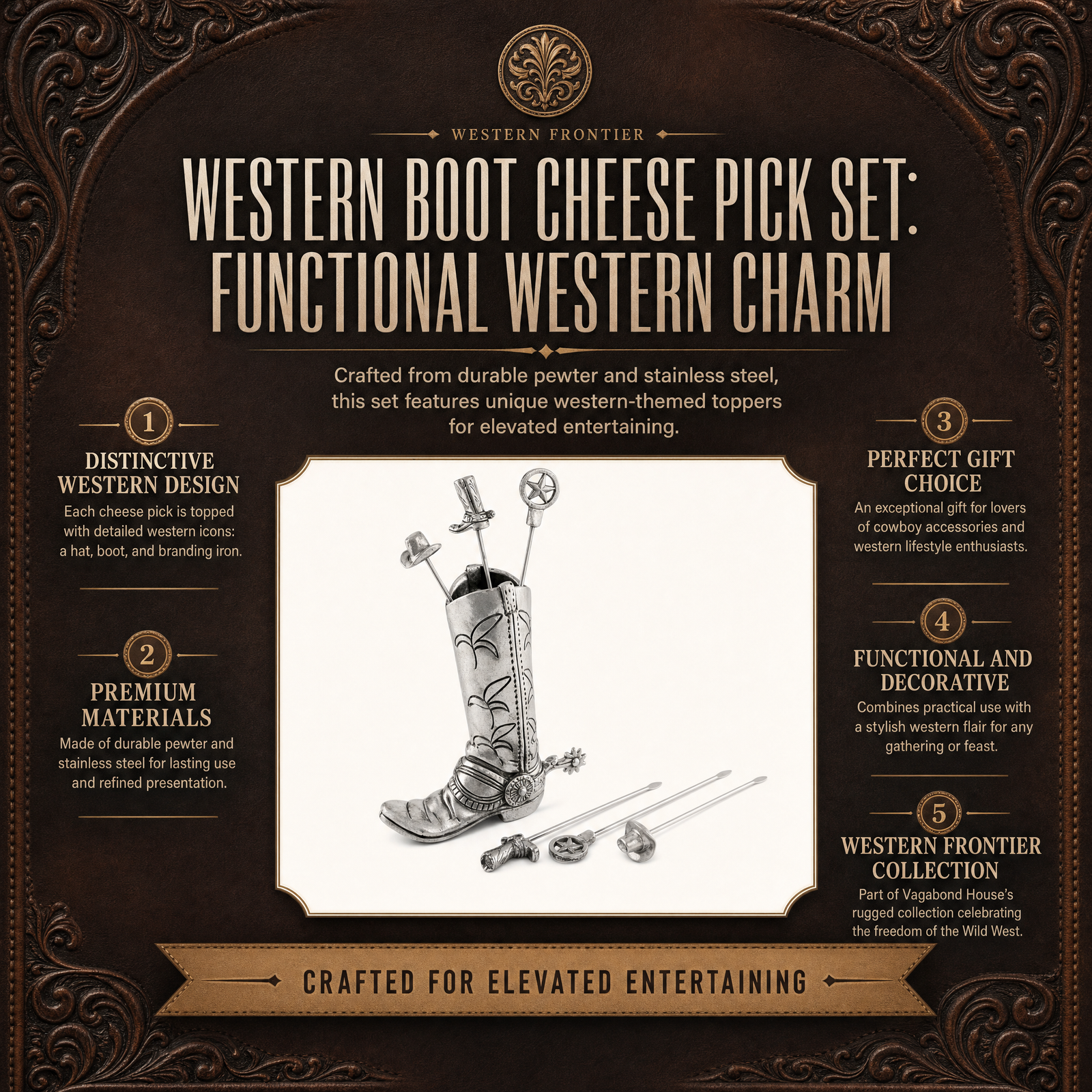 Western Boot Cheese Pick Set 12