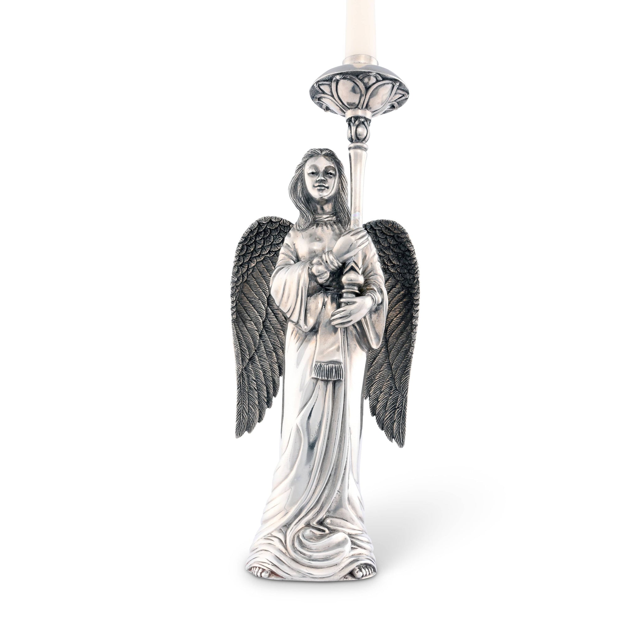 Pewter Angel Candlestick - Tall