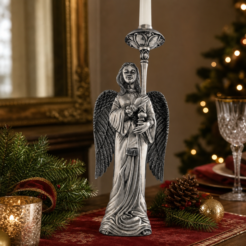 Pewter Angel Candlestick - Tall 2