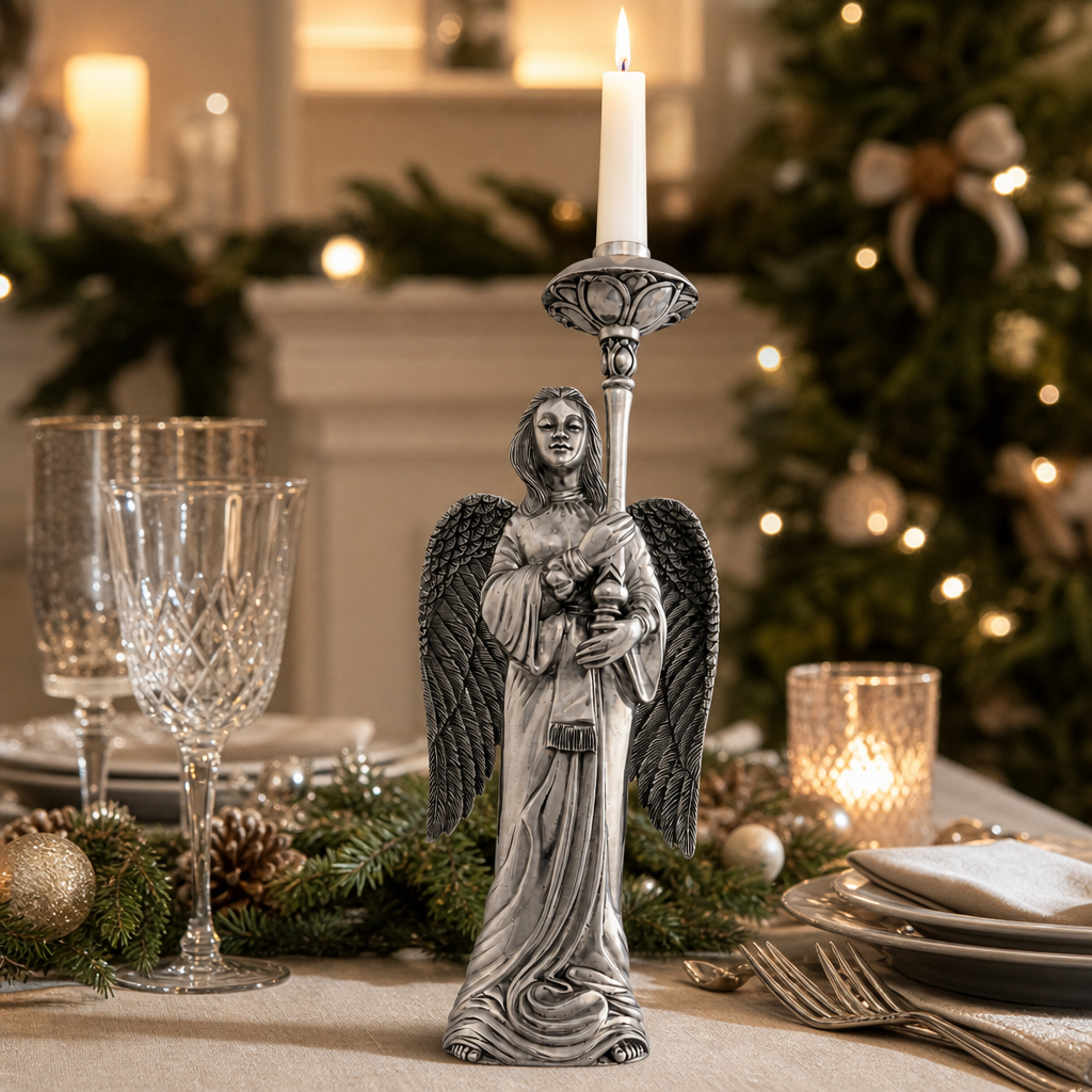 Pewter Angel Candlestick - Tall 3