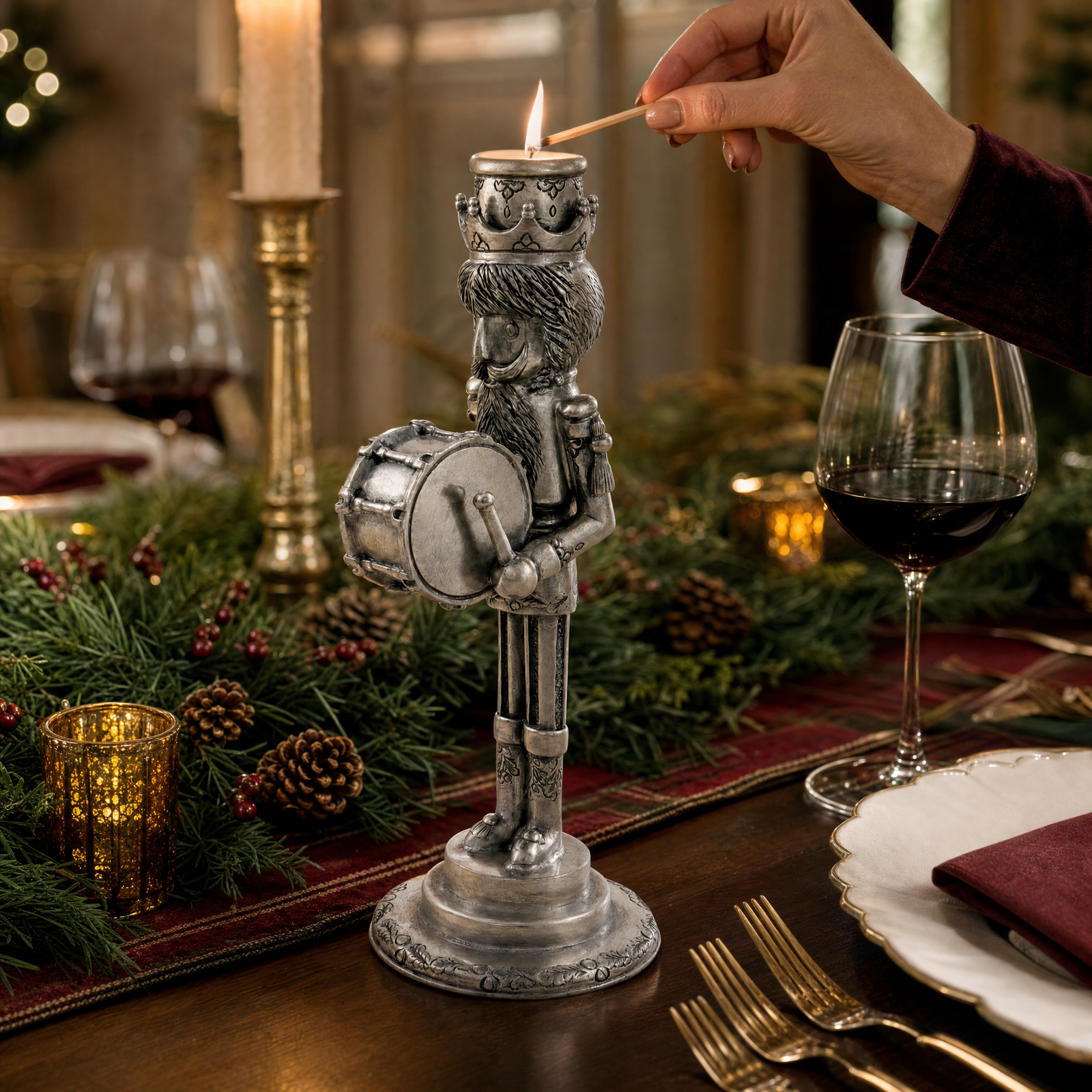 Mini Nutcracker Drummer Candlestick 6