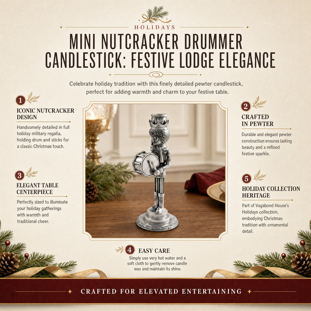 Mini Nutcracker Drummer Candlestick 11