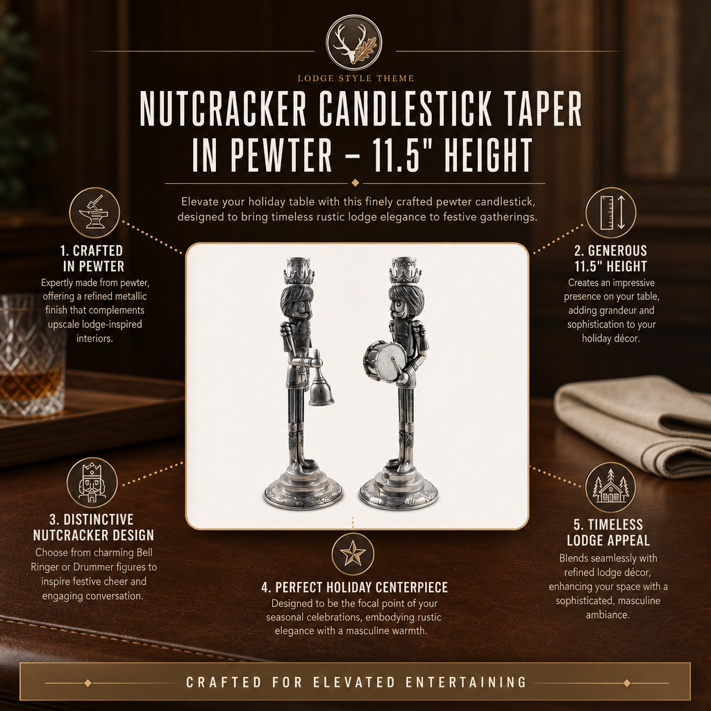 Nutcracker Candlestick Taper in Pewter – 11.5" Height