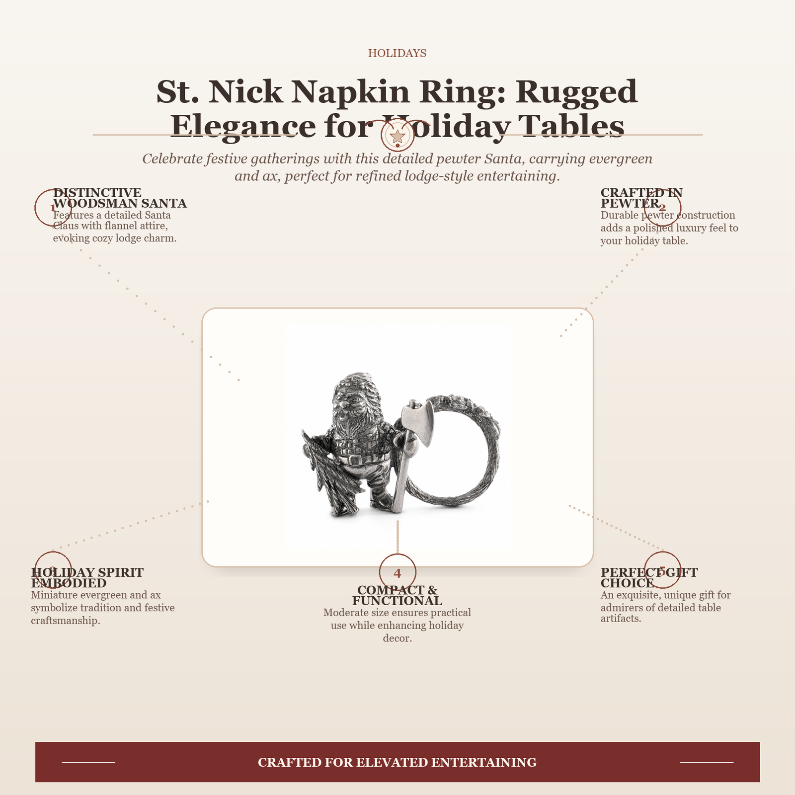 St. Nick Napkin Ring: Rugged Elegance for Holiday Tables