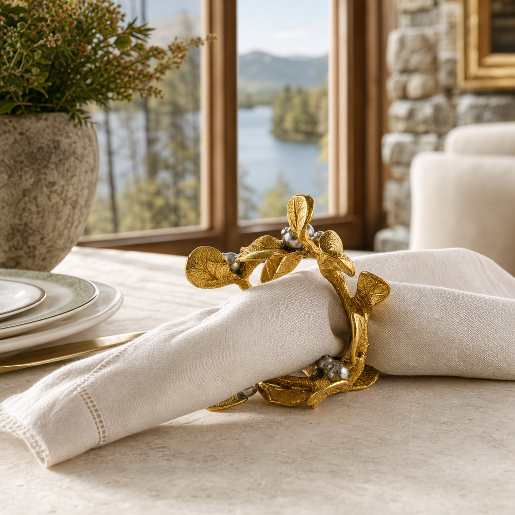 Golden Winter Berry Napkin Ring 7