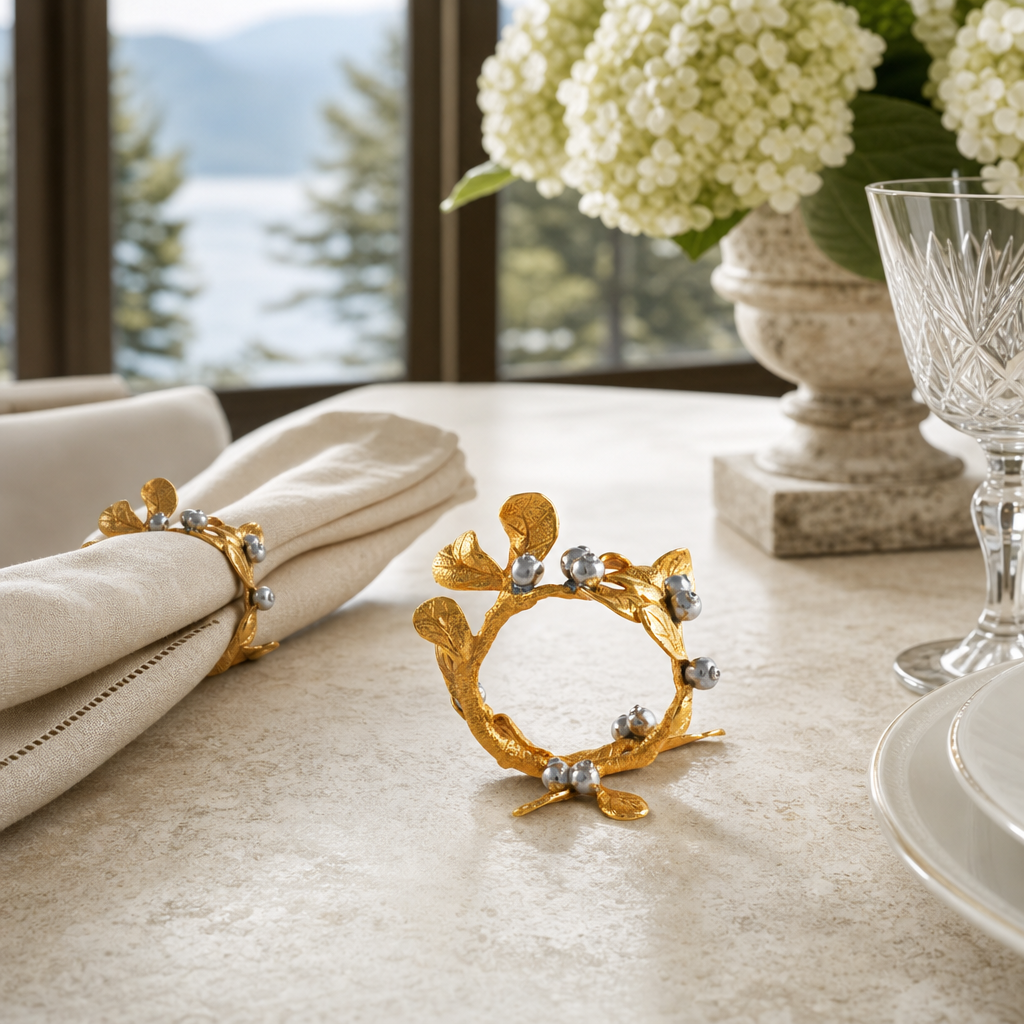 Golden Winter Berry Napkin Ring 8