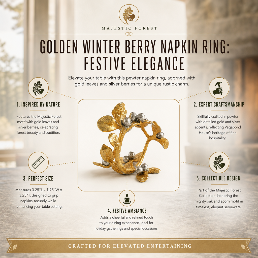 Golden Winter Berry Napkin Ring: Festive Elegance
