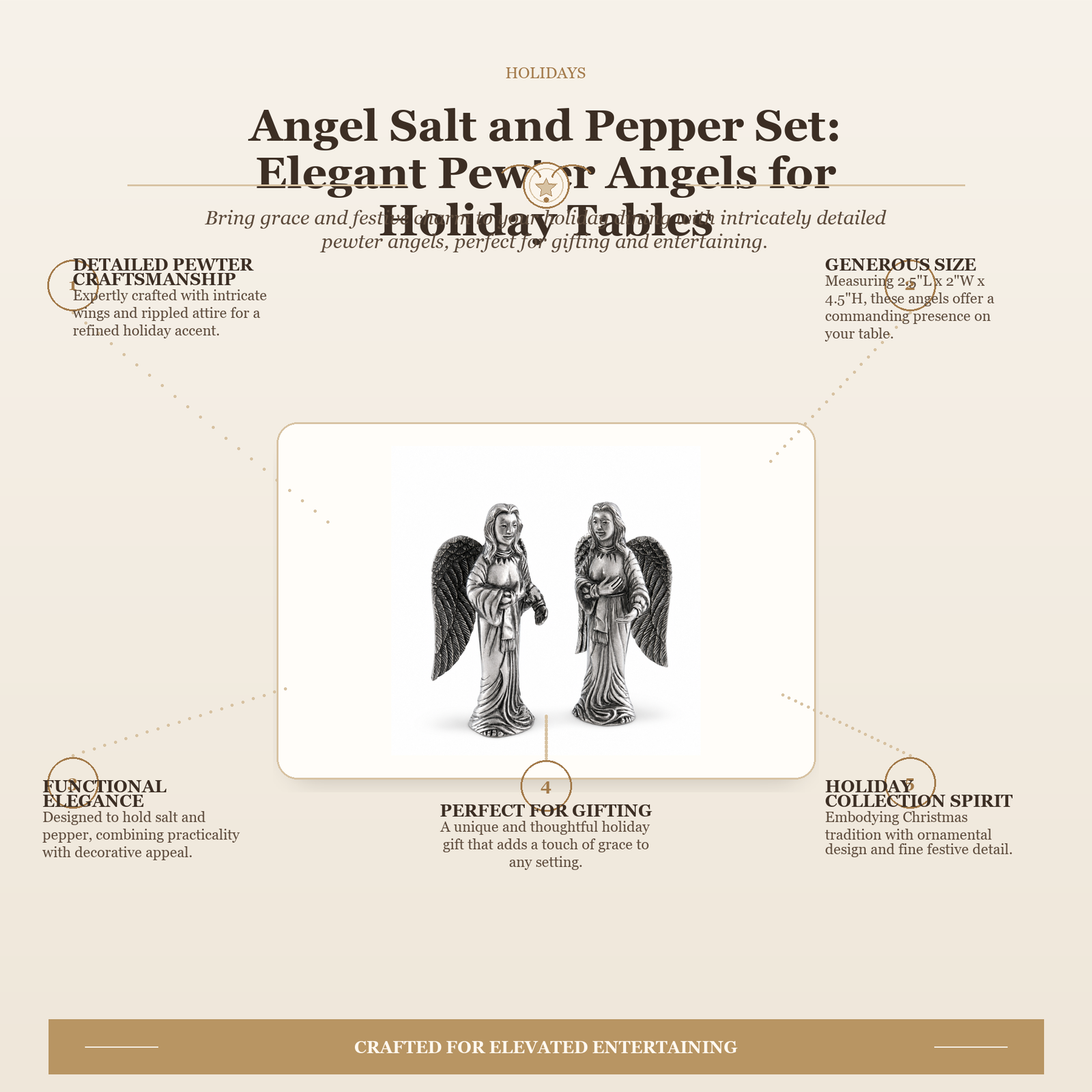 Angel Salt and Pepper Set: Elegant Pewter Angels for Holiday Tables