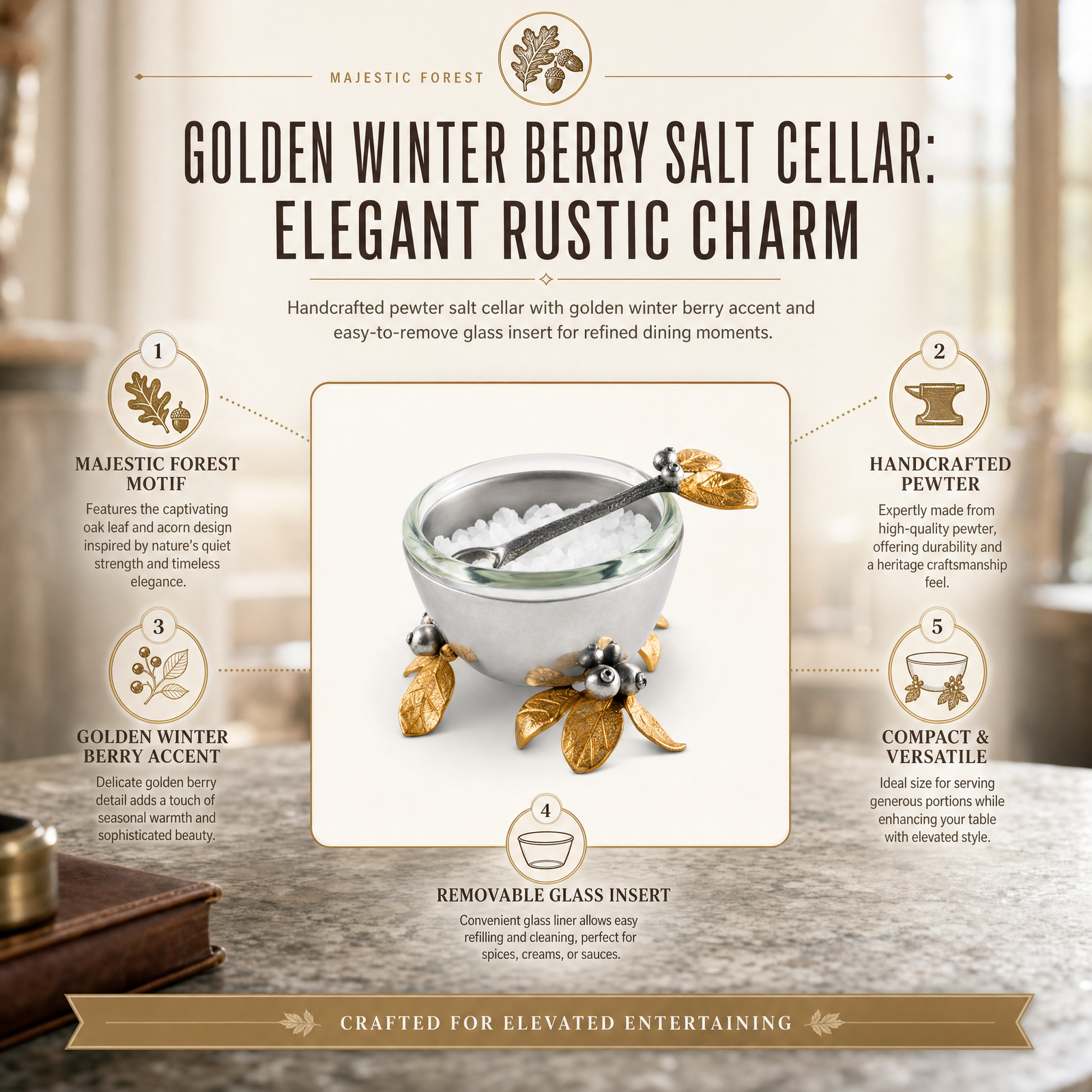 Golden Winter Berry Salt Cellar 12