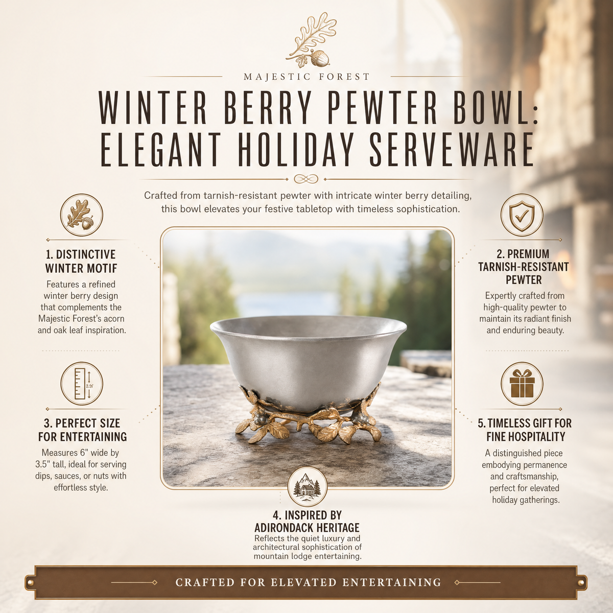 Winter Berry Pewter Bowl 11
