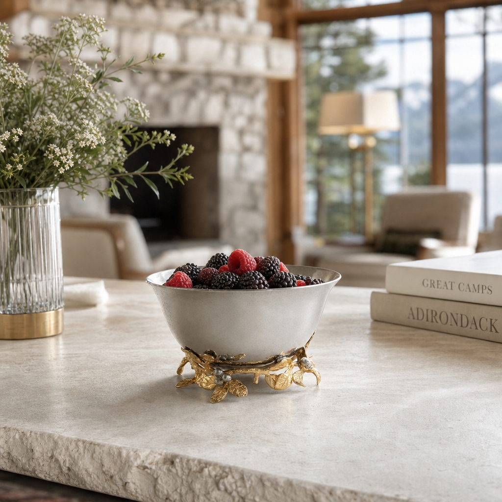 Winter Berry Pewter Bowl 8
