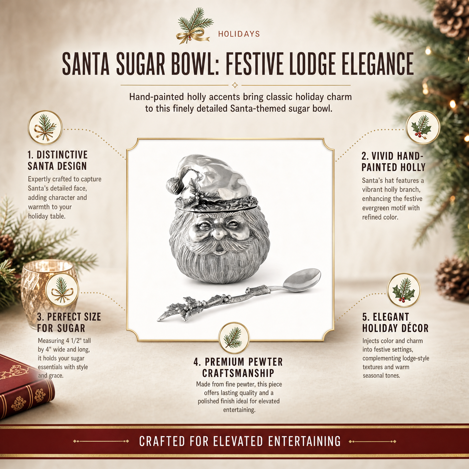 Santa Sugar Bowl: Festive Lodge Elegance