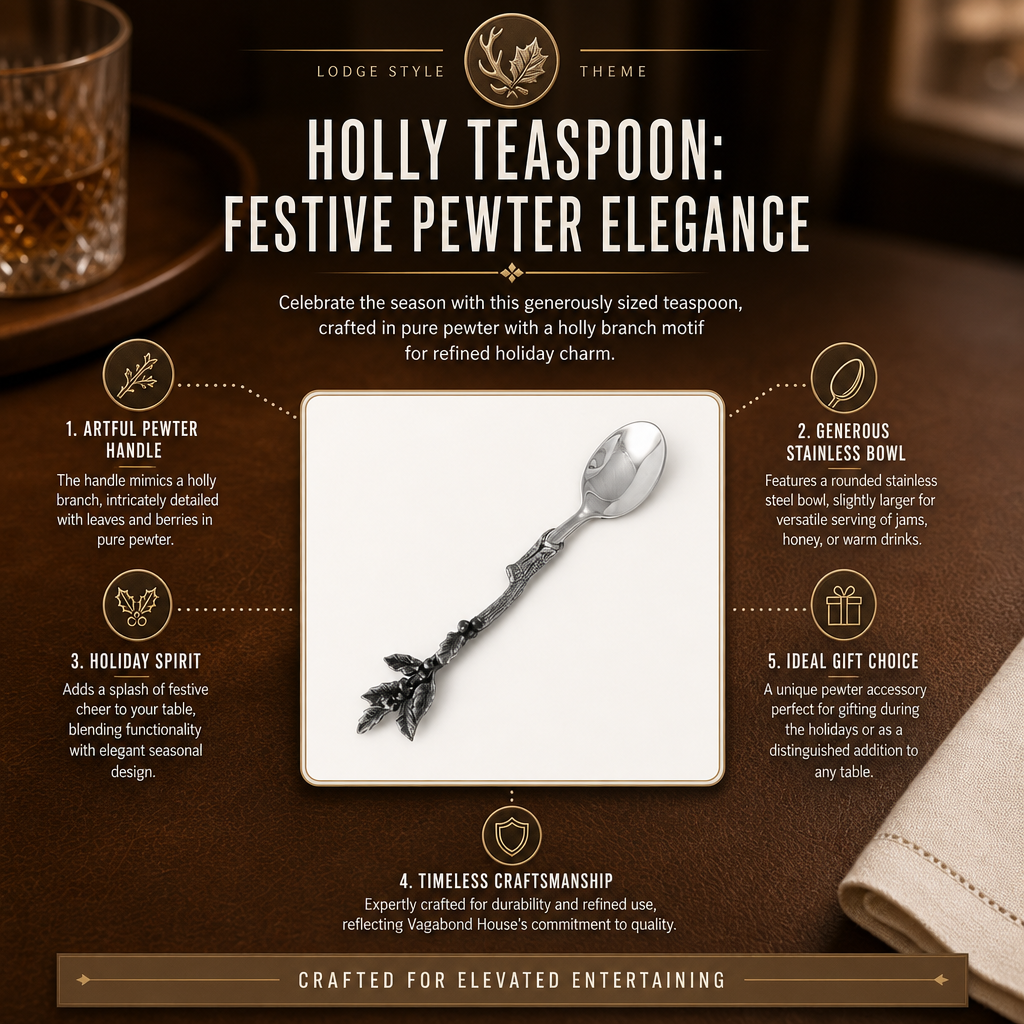 Holly Teaspoon: Festive Pewter Elegance