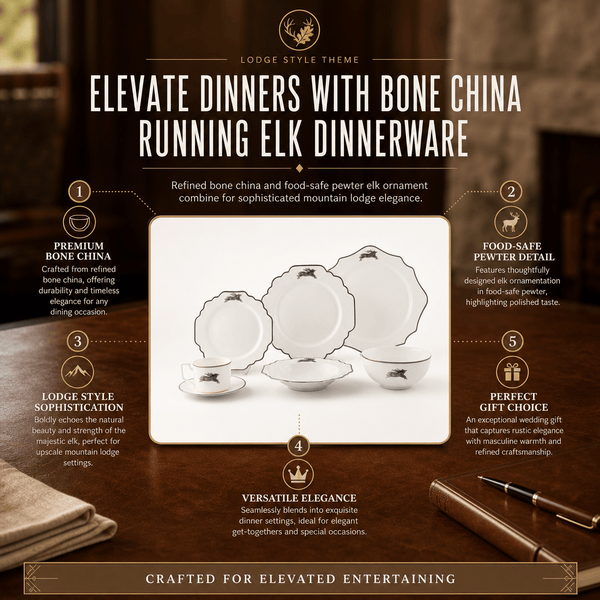 Thoughtful Wedding Gift: Lodge Style Bone China with Beautiful Elk