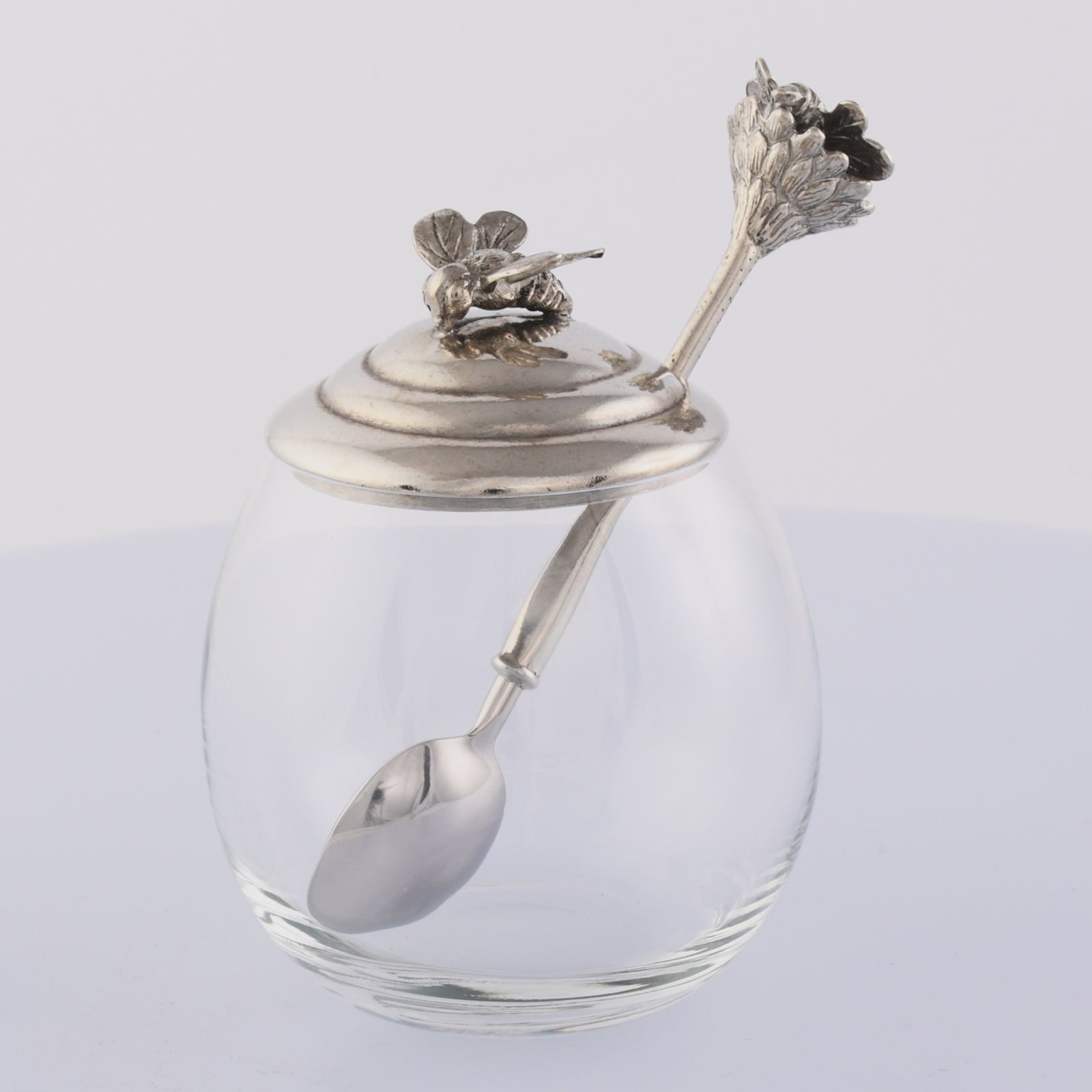 Bee Glass Honey Pot with Spoon 1