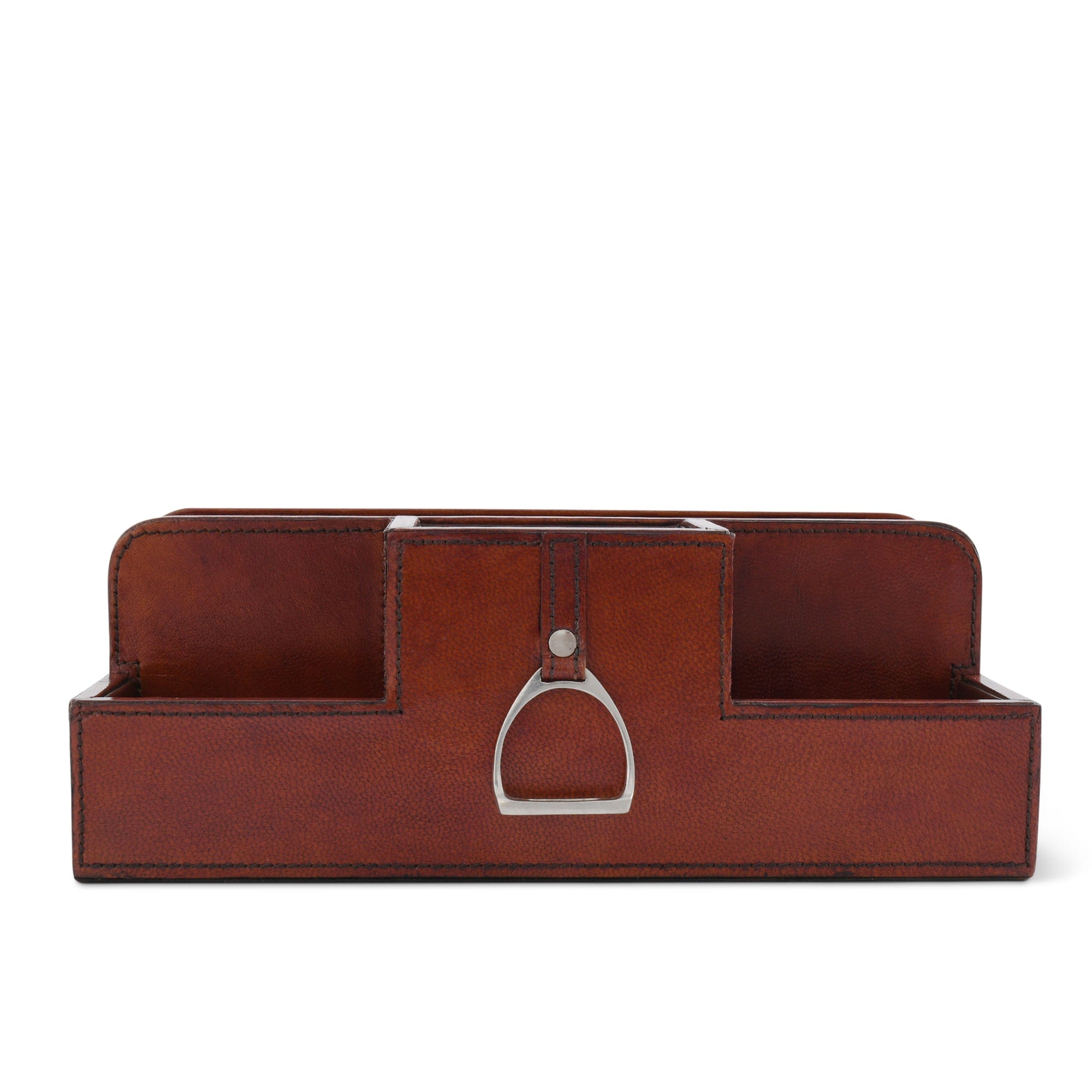 Vagabond House Equestrian Premium Genuine Leather Stirrup Desk Organizer for Office